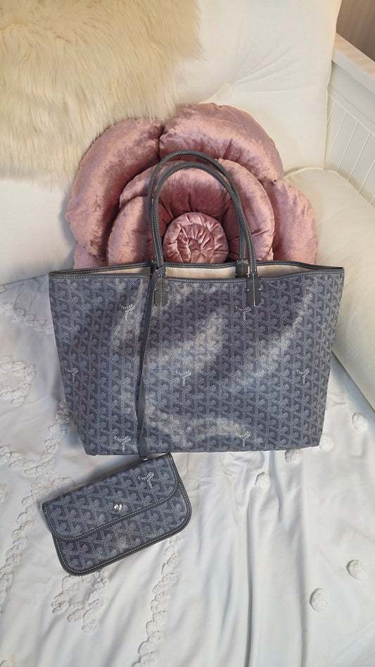 Goyard Grey St Louis Tote w/ Pouch - G0307