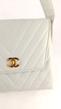 Chanel Light Blue Lamb Skin V Stitch Shoulder Bag - 3448