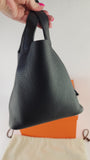 Hermes Picotin Taurillon Clemence Black Leather Palladium Hardware 18 PM - G0343