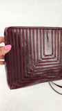 Fendi Burgandy Patent Leather Stitched Shoulder Bag - G0274