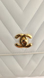 Chanel Light Blue Lamb Skin V Stitch Shoulder Bag - 3448