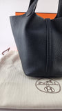Hermes Picotin Taurillon Clemence Black Leather Palladium Hardware 18 PM - G0343