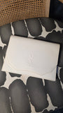 YSL White Saffiano Leather Clutch - G0551