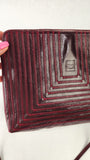 Fendi Burgandy Patent Leather Stitched Shoulder Bag - G0274