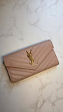 YSL Pink V Stitch Leather Wallet - 3209