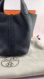 Hermes Picotin Taurillon Clemence Black Leather Palladium Hardware 18 PM - G0343