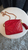 Chanel Matelasse Chain Red Lamb Skin Shoulder Bag - G0272